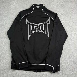 Vintage Tapout Jacket Mens Large Black Full Zip Spell Out Logo UFC MMA Y2K